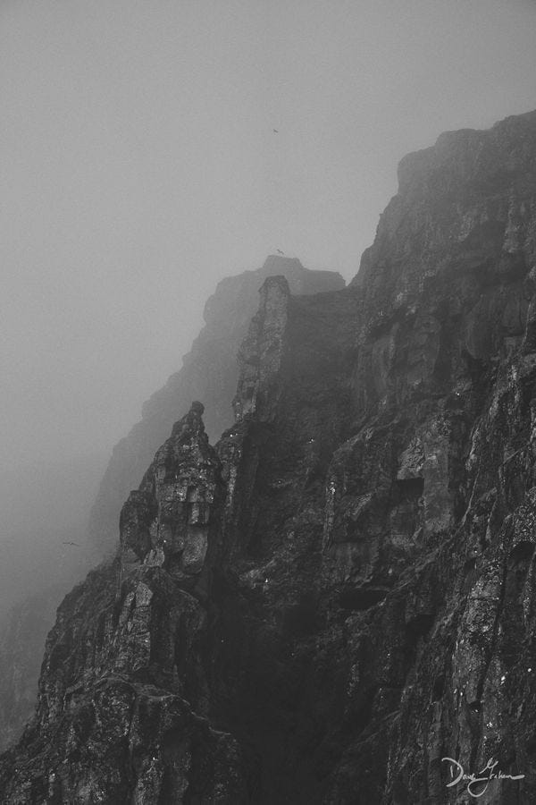 Rugged mountainside from Iceland in Black and White